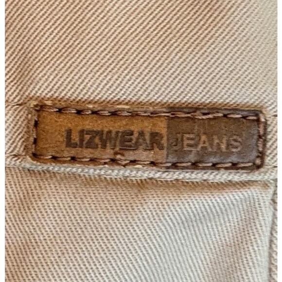 Liz Claiborne Lizwear Jeans Audra Cropped Khaki Pants Size 12 Pink Floral Accent - Picture 7 of 9